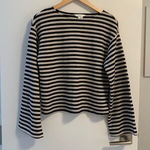 Bell Sleeve Fine Knit Striped Top